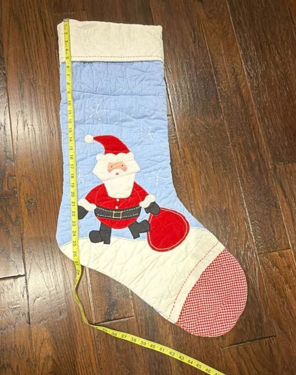 Pottery Barn Kids Quilted Santa Christmas Stocking Blue